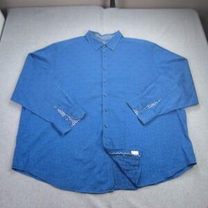 Robert Graham Shirt Mens 3XL Blue Geometric Flip Cuff Button Down Long Sleeve